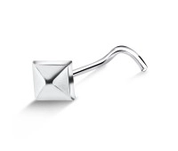 Pyramid Shaped Silver Curved Nose Stud NSKB-351
